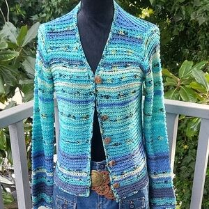 Coldwater Creek Multicolor Knit Cardigan Size Small